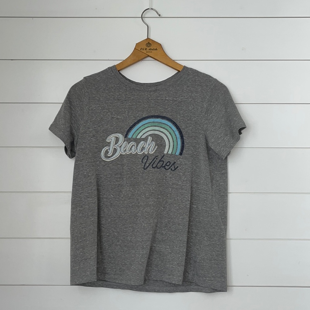 Coco + Jaimeson girls Beach Vibes grey tee shirt